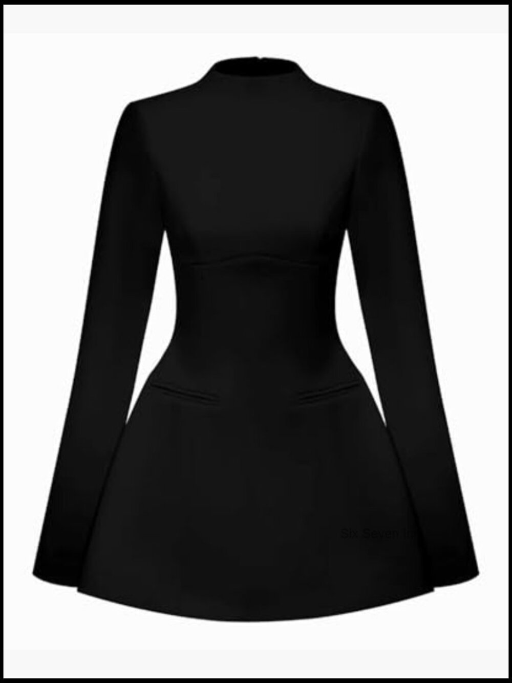 Long Sleeve Mock Neck Bodycon A-line Backless Mini Dress Party - Picture 6 of 6